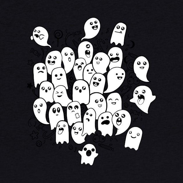 Halloween Kawaii Ghosts by emanuelacarratoni